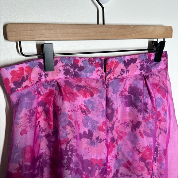 Alexander Michael Snyder Women's Purple Floral Sheer Overlay Midi Skirt Size 6 - Picture 6 of 9